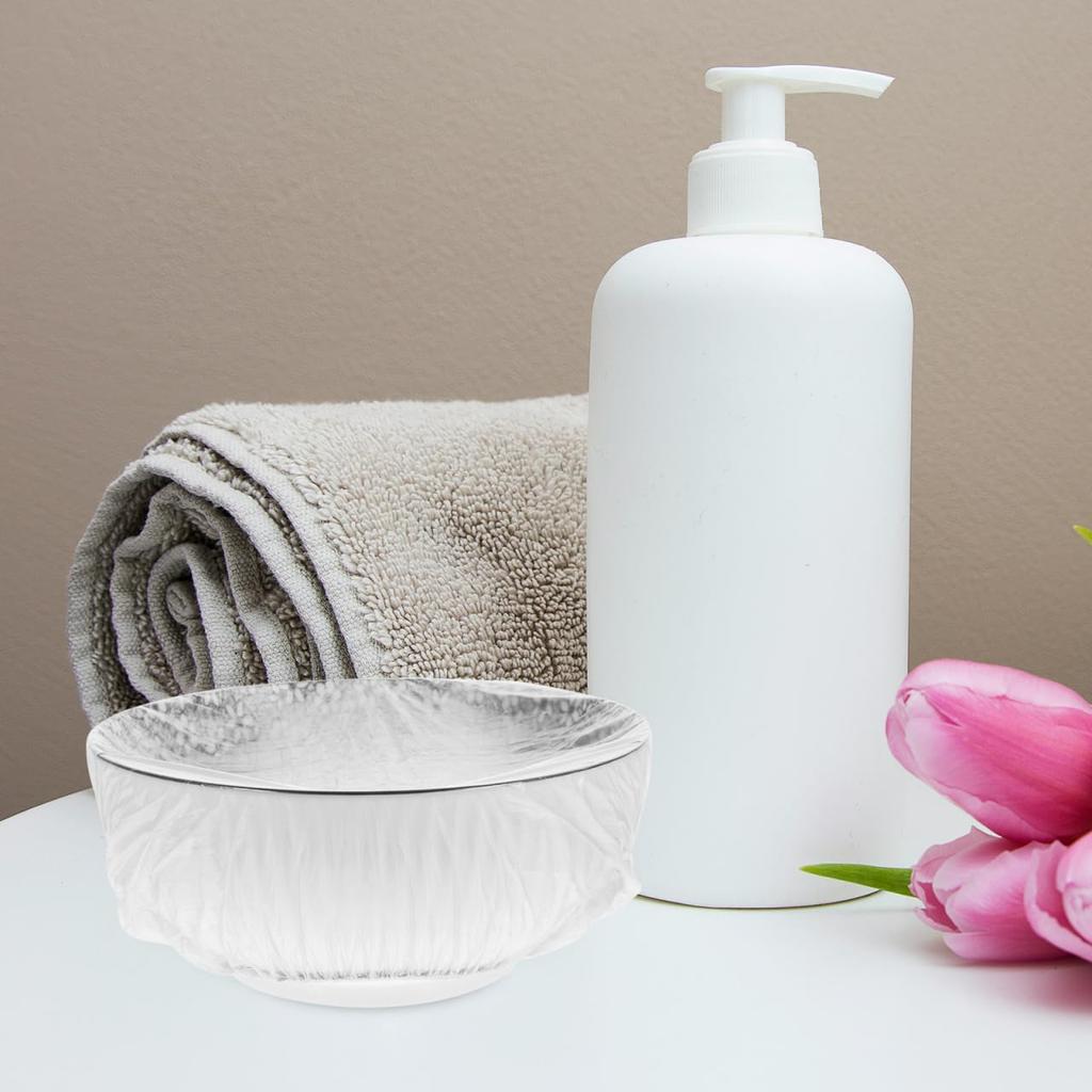 300 Pcs Disposable Shower Caps for Salons, Elastic Bowl Covers for Home, Hotel, Multi-use Liners, Clear
