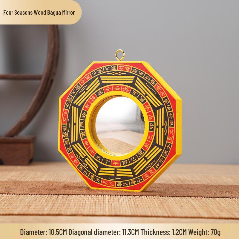 

Small Outdoor Bagua Mirror: Convex/Concave Door & Window Ornament with Wooden Board