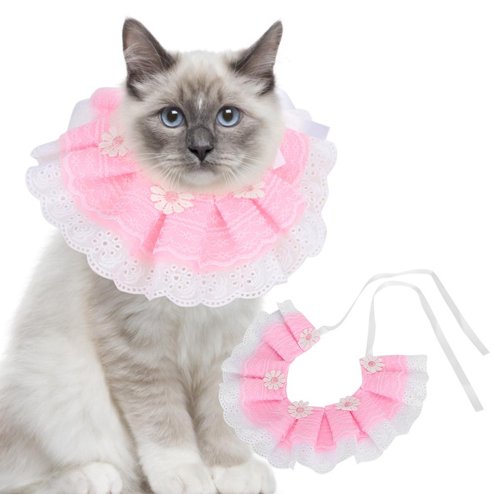 Cute Lace Bowknot Pet Saliva Towels Neckerchief Collar Drool Bibs With Bell Decoration for Dog Cat
