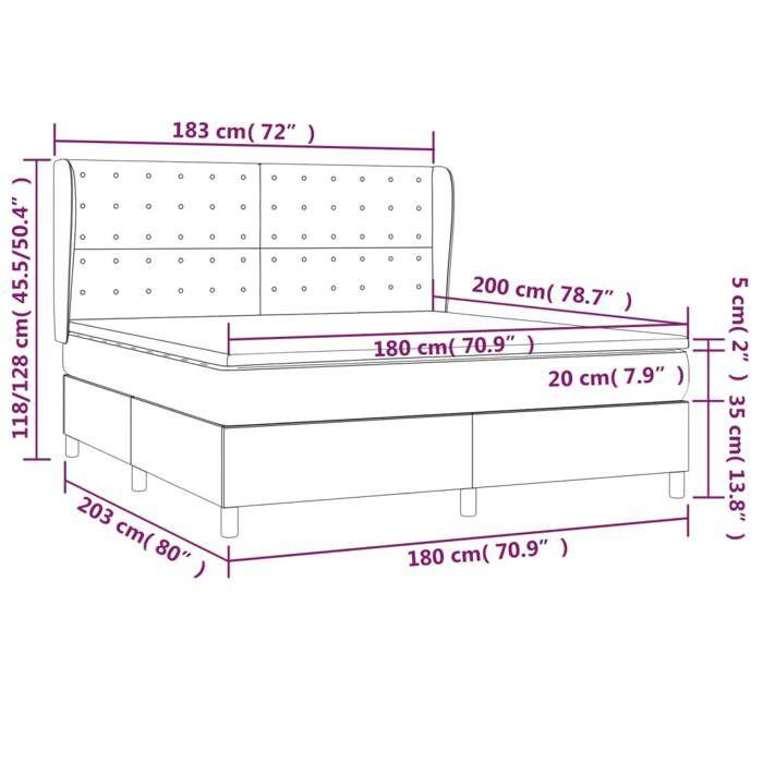 VidaXL Lit à sommier tapissier avec matelas Bleu 180x200 cm Tissu - Modèle 3128307