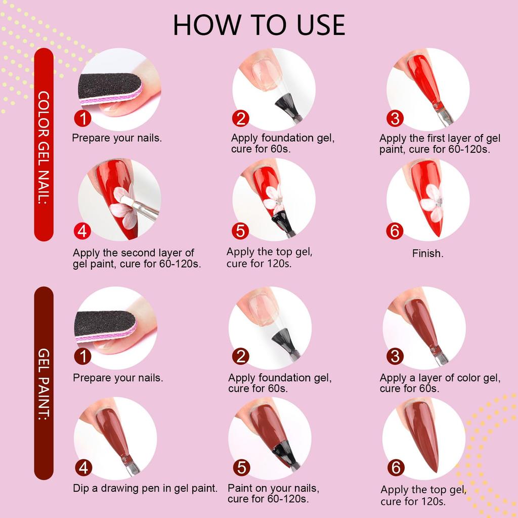 Saviland Nail Art Kit Gel 36 Gel Paint Base Top 15 Nail Nail Nail Nail Manicure Nail Art DIY Nail Decoration 56-Piece Paint Colors, & Coat, Brushes,