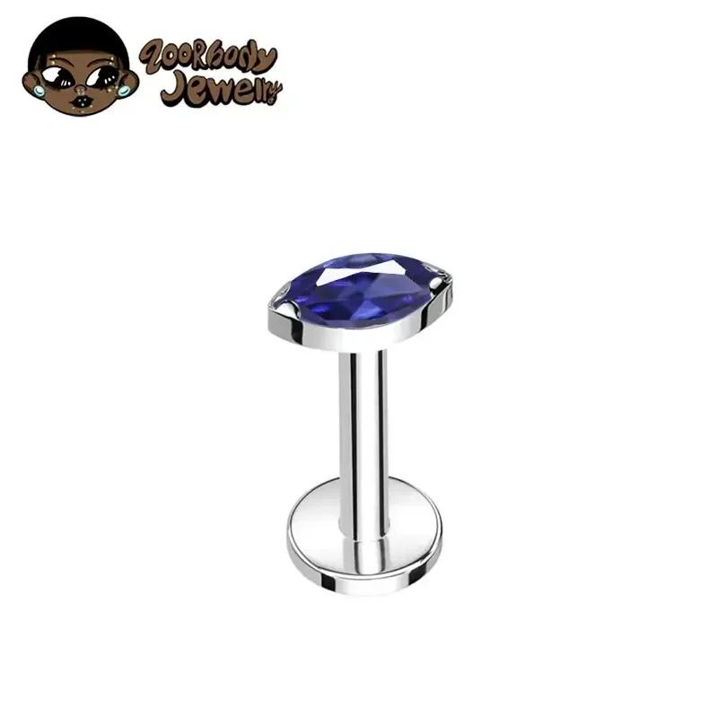 ASTM F136 Titan Labret Lippenpiercing 16G 18G Nasenring Tragus Marquise CZ Helix Knorpel Conch Ohrring Piercing Schmuck