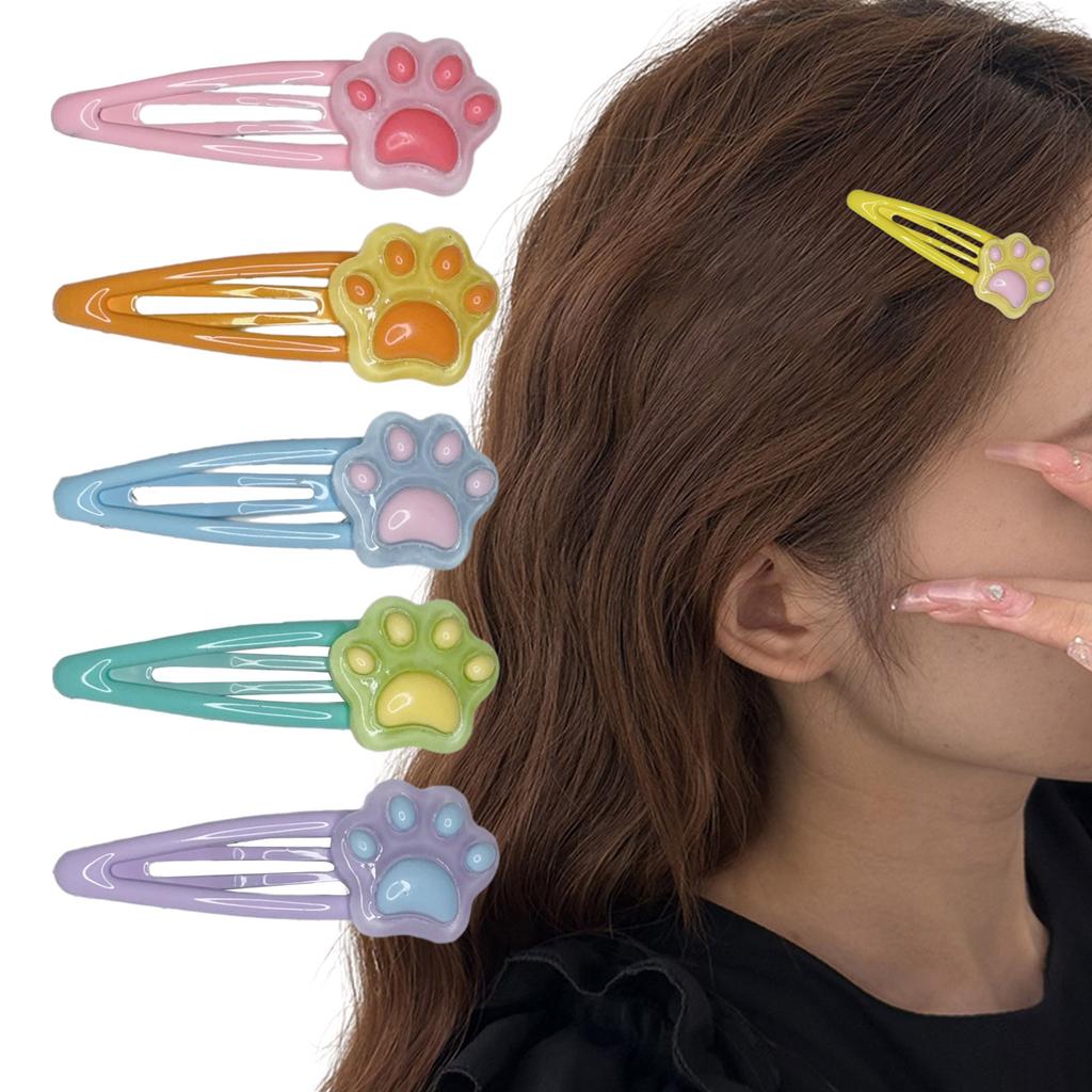 1pc/6PCS New Year Cat Paw Hair Clip for Girls Cute Cat Paw Shape Hair Barrettes Ponytail Bangs Hair Clip for Teens Girls