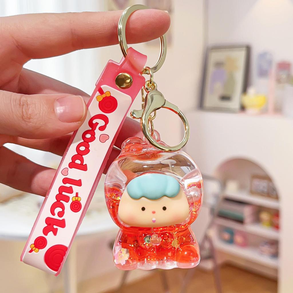 Douyin Blinking Fruit Charms Acrylic Keychain - Cute Oil-Filled Pendant Gift Ornament