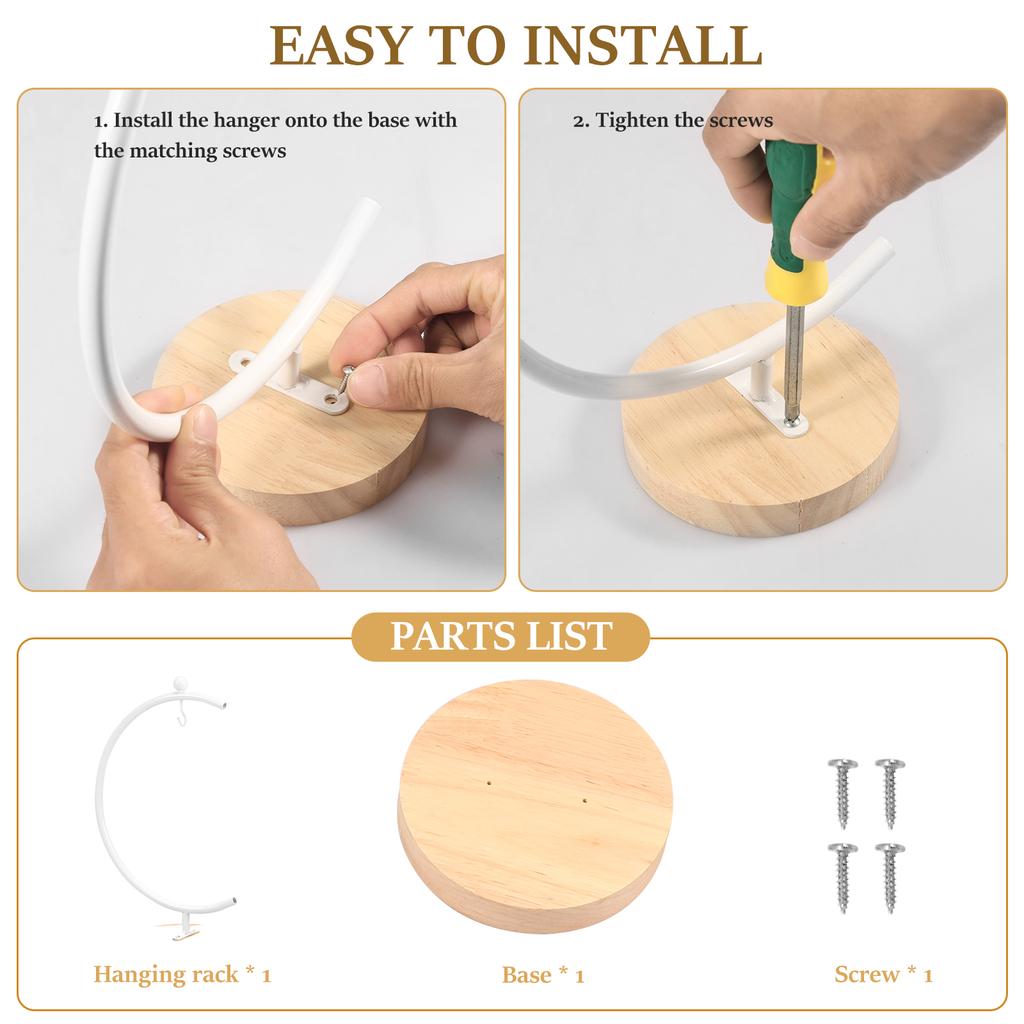 Mondförmiger Bananenständer Aufbewahrungshalter aus Metall für frische Früchte mit Holzfuß Abtropfständer für Küchentheke aufgeräumt