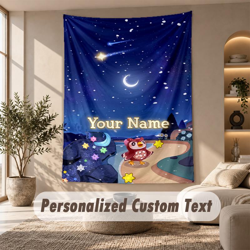 Tapestry Custom Name Text, Wall Hanging Tapestry Home Room DecorAnimal Crossing