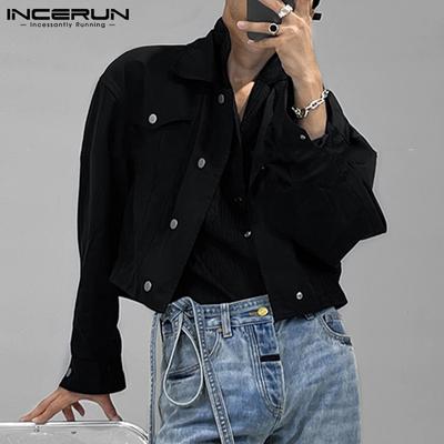 Oversized Men Long Sleeve Short Coats Casual Cargo Outerwear
