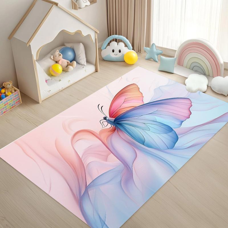 

Butterfly Pattern Carpet for Kids Room Soft Fluffy Non-slip Mat Vibrant Colorful Rug Playroom Bedroom Kitchen Balcony 40x60cm