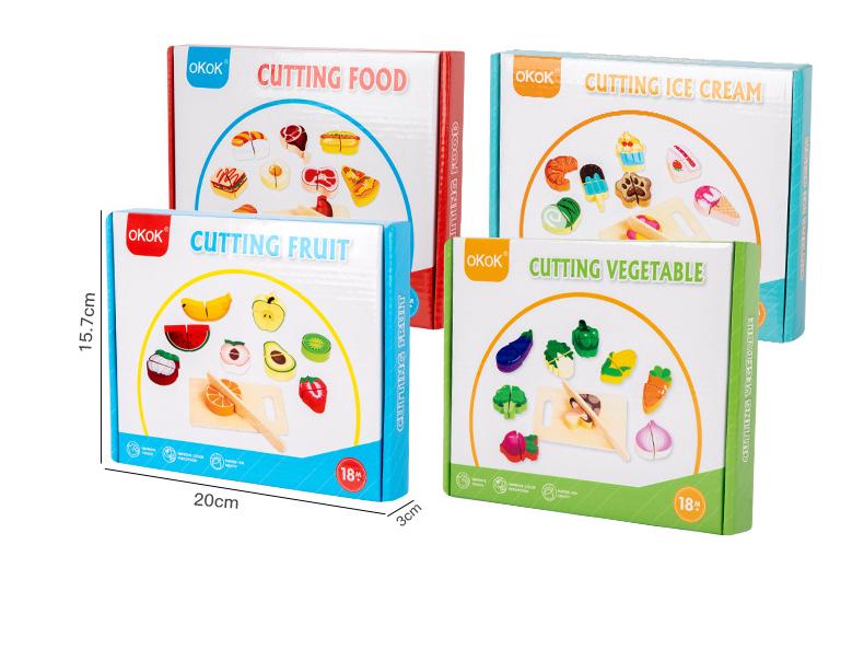 Kids' Wooden Fruit & Vegetable Cutting Playset for Early Learning