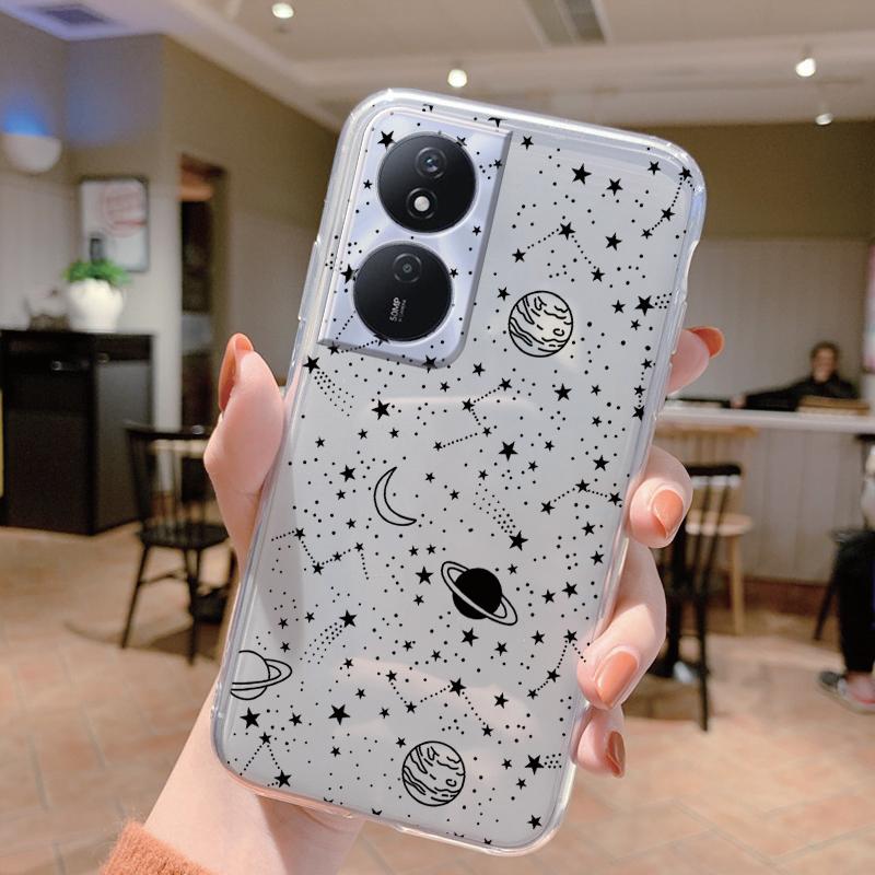 Phone Case For Honor X7b 4G 5G Case Silicone Flowers Cute Cat Bumper Coque For HonorX7B X 7B Cover Protective Soft Clear Shell