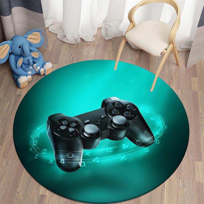 Gamepad Round Carpet for Living Room Mat for Children Carpet Floor Rug Bath Mat Bedroom Carpet for Children's Room Doormat