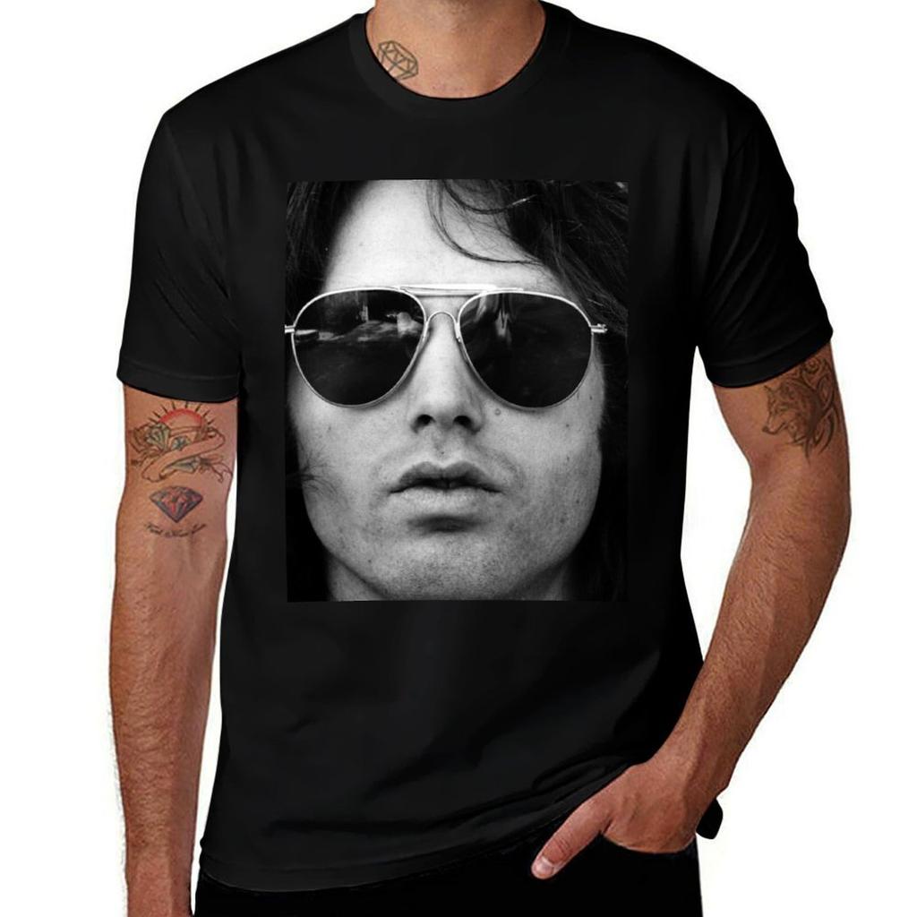 Jim Morrison Lunettes de Soleil Noir et Blanc TheAmericanPoet The Doors T-shirt Résistant à la Transpiration Worko