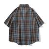 Mens Shirt Short Checkered Sleeved Spring And Summer Plus Size Handsome Loose Shirt American Casual Shirt