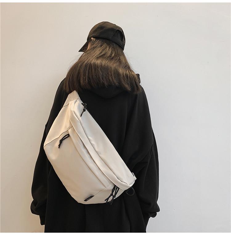 Large Capacity Unisex Crossbody & Waist Bag - Japanese Style, Solid Color, Trendy Hong Kong Street Design