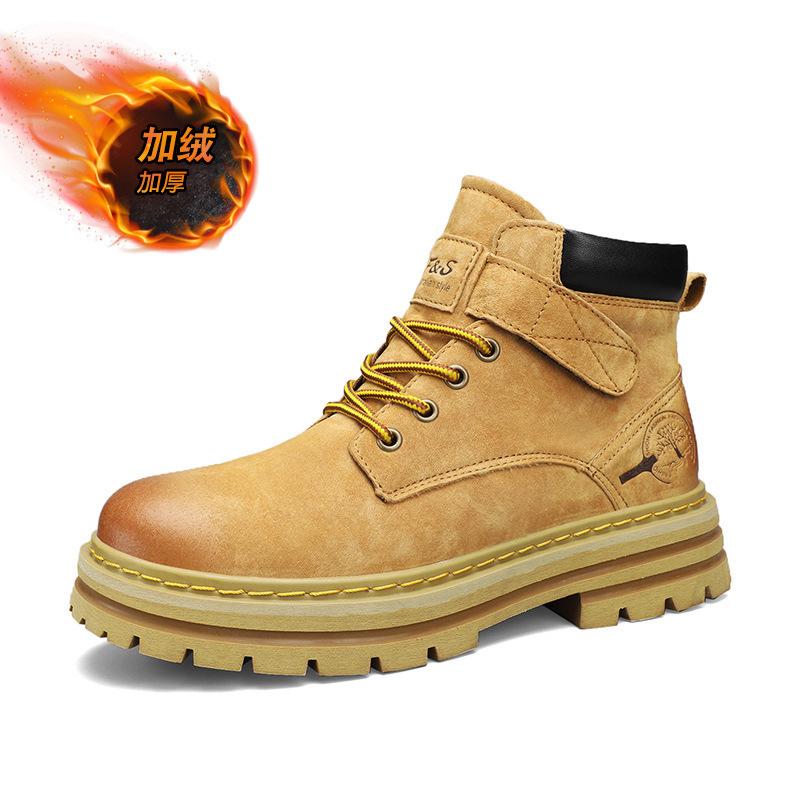 

Martin boots men s 2024 autumn new first-layer pigskin rhubarb boots high-top retro medium tube rhubarb boots leather boots 45