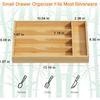 Bamboo Utensil Organizer for Kitchen Drawers, Utensil Tray and Cutlery Silverware Holder,Wood Drawer Dividers with 5 Slots