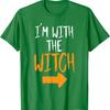 I'm With The Witch/I'm Not A Witch Your Wife Print Halloween Shirt Women Men Short Sleeve Spooky Season Couple Matching T-shirts