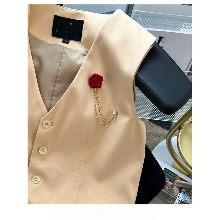 Gilet d'été fin pour femme, chic et amincissant, couleur unie, style coréen, col en V, simple boutonnage, camisole, gilet