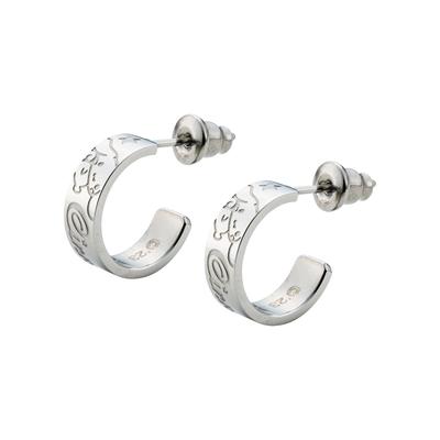 Cinnamoroll Sanrio Characters Stainless Steel Earrings Half Hoop Both [White Clover] (2 Pieces/for Ears) SAST-P001SV