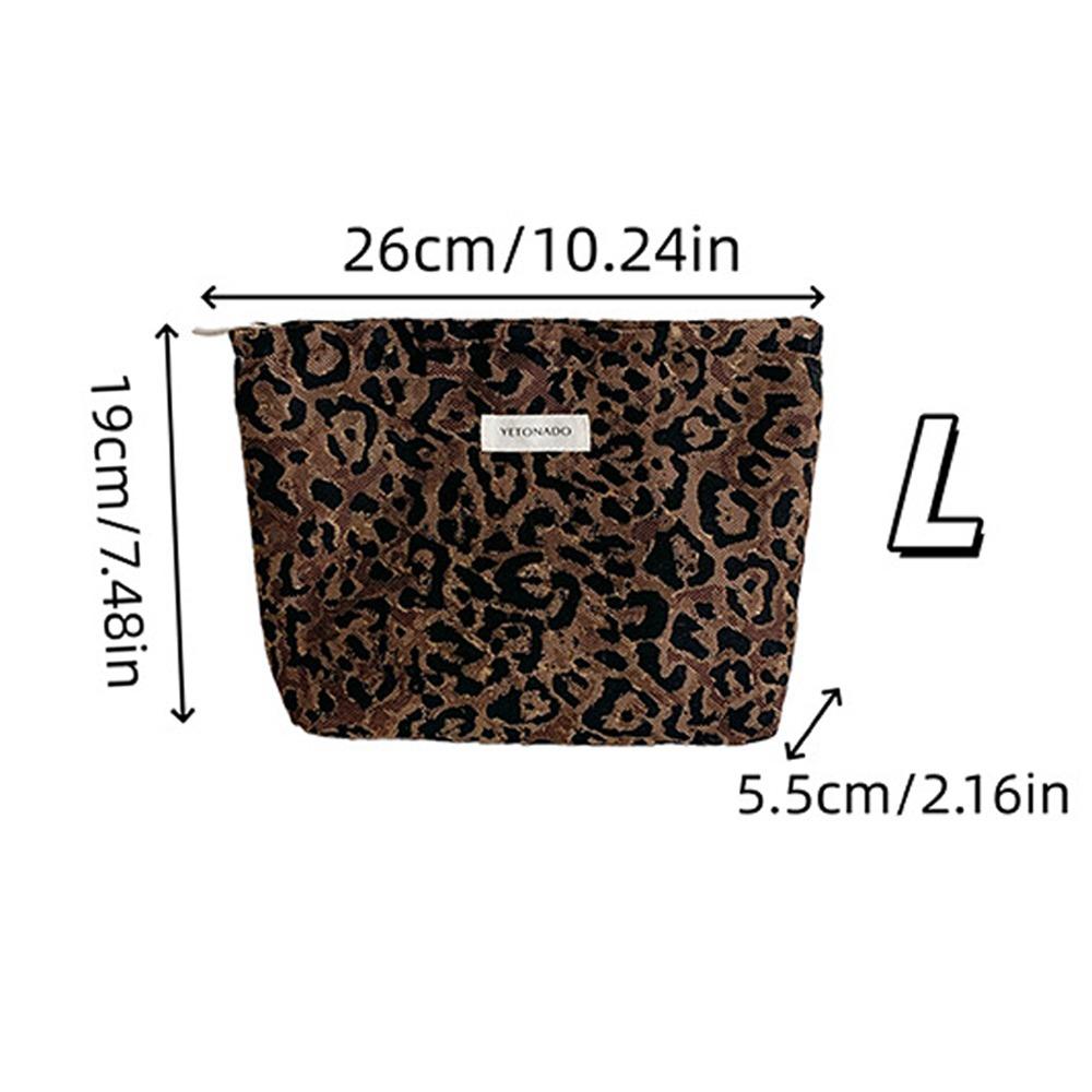 New Polyester Canvas Clutch Bag Large Capacity Zipper Closure Makeup Bag Leopard Print Portable Cosmetic Storage Pouch Women Use