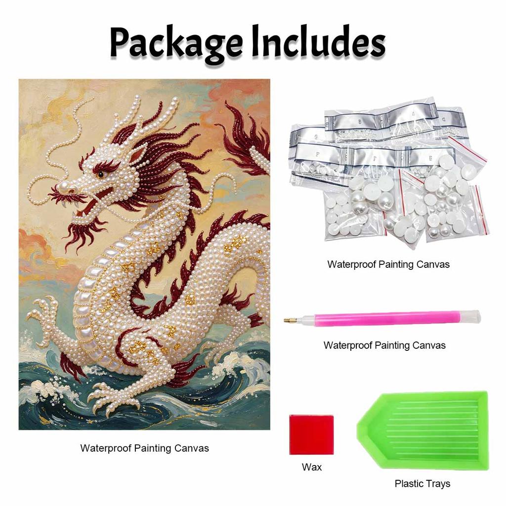 5D Round Pearl Painting Kit Majestic Dragon Pattern DIY Handmade Crystal Art Home Interior Decor Gift