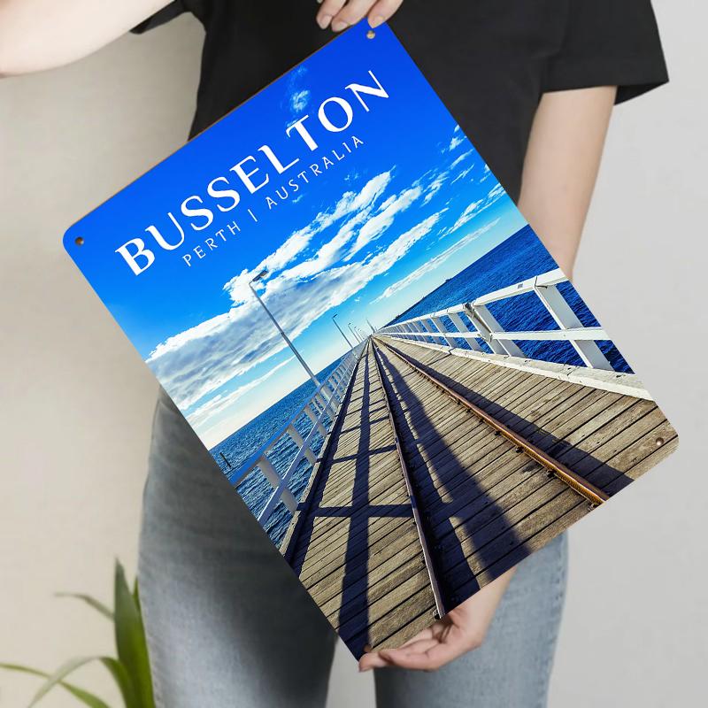 

Australia Busselton Jetty Scenery Metal Iron Painting Home Wall Decor Mural Art 20x30cm（7.8x11.8inch）