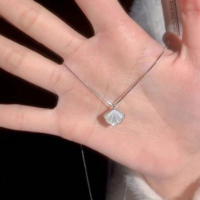 Colier cu pandantiv simplu din piatră de lună, de culoare argintie, cu lanț de claviculă, choker pentru femei, fete, bijuterii elegante, accesorii, cadouri