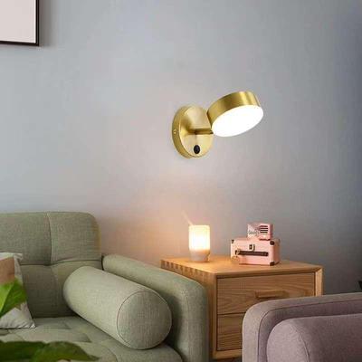 Contemporary Gold Rotating Wall Light for Hallway, Living Room, Staircase, or Bedroom.