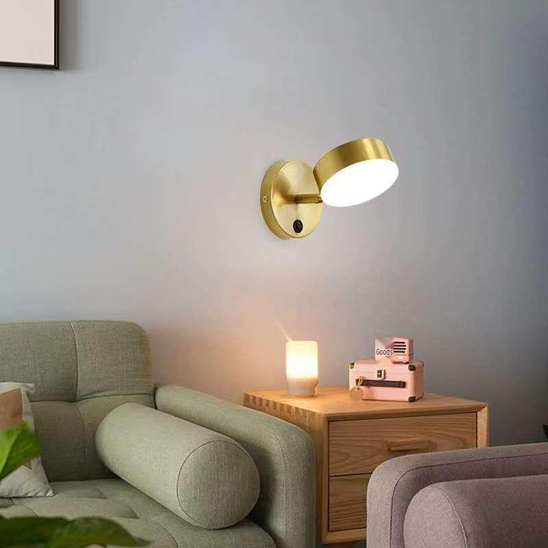 Contemporary Gold Rotating Wall Light for Hallway, Living Room, Staircase, or Bedroom.