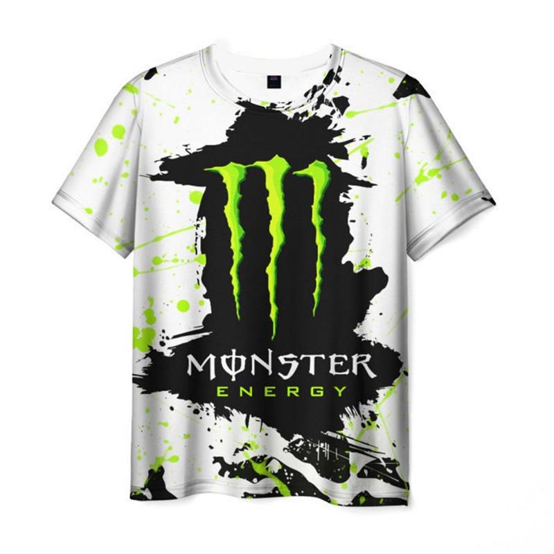 

Чоловіча літня футболка бренду Monster Energy з 3D-друком, повсякденна, швидковисихаюча, дихаюча, з круглим вирізом, коротким рукавом 2XL
