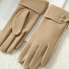 Full Finger Women Suede Gloves Plush Winter Mittens Vintage  Gloves  Sports