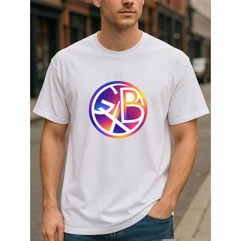 Европейский размер, Постепенный градиентный цвет, Модный и уникальный стиль, Всесезонная удобная футболка, Подходит для повседневной носки и домашней одежды, Топ с коротким рукавом S