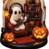 Cute Reading Ghost Halloween Ghost Ornaments 2D Flat Acrylic Pendant Halloween Spooky Decorations Home Decor