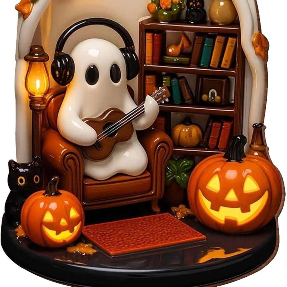 Flat Halloween Spooky Decorations Reading Ghost Acrylic Pendant Cute Halloween Hanging  Home Decor