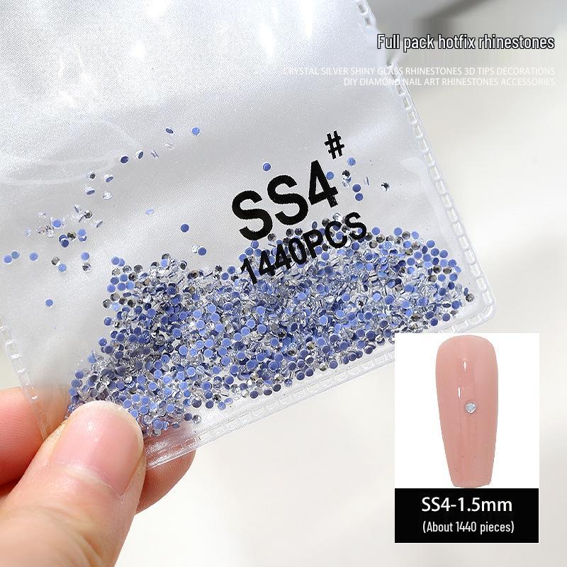 Nail Art Rhinestones Set: 1440pcs Hotfix White Round Flat Back Stones for Nail Decoration.