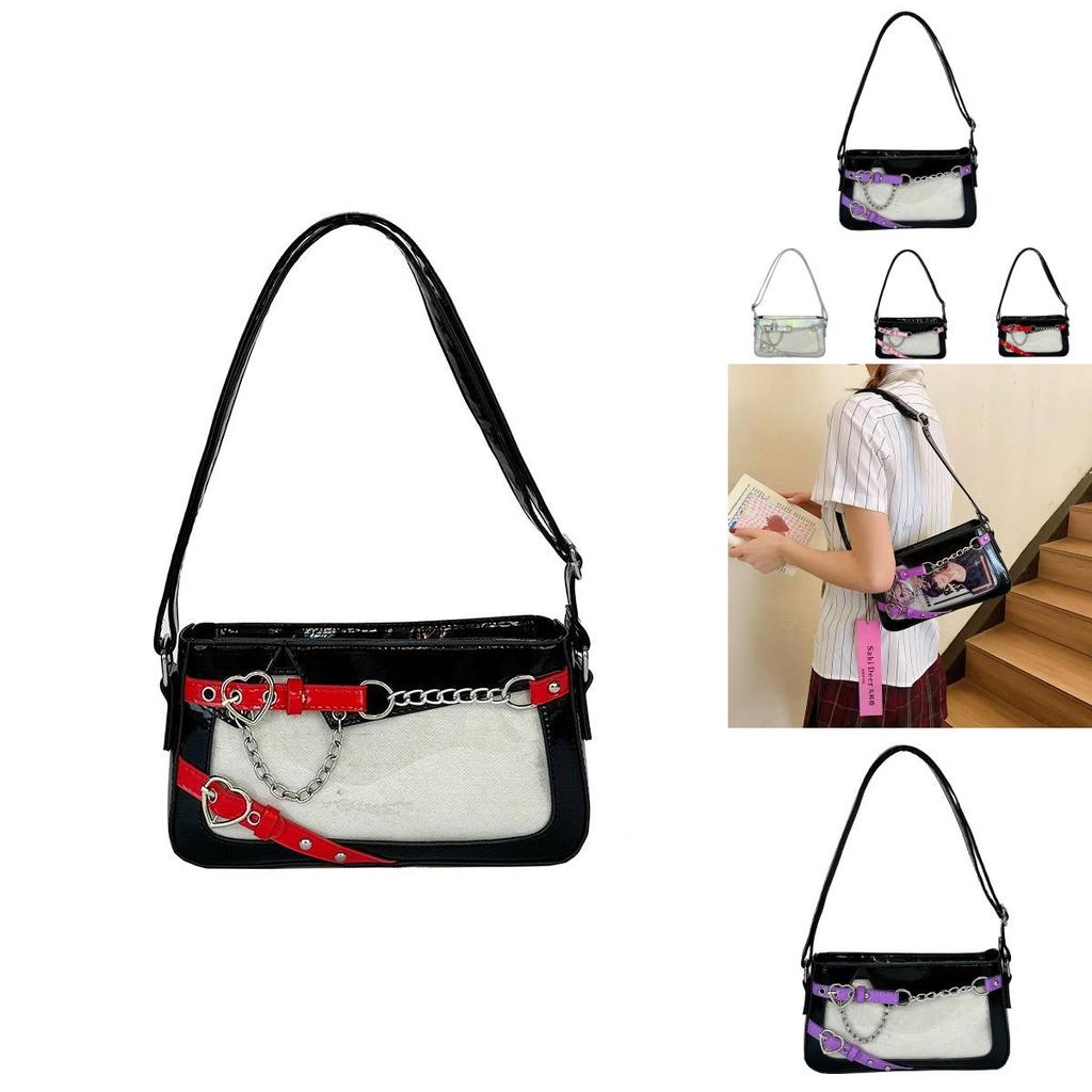 Simple Heart Shaped Buckle And Chain Design Women Casual Shoulder Bag Itabag For Casual Daily Use