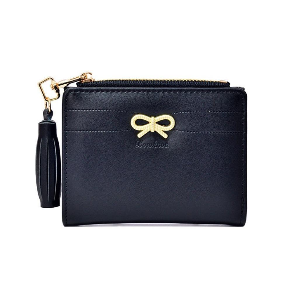 New PU Leather Coin Purse Zipper Bow Credit Card Holder Mini Portable Business Card Case Gift