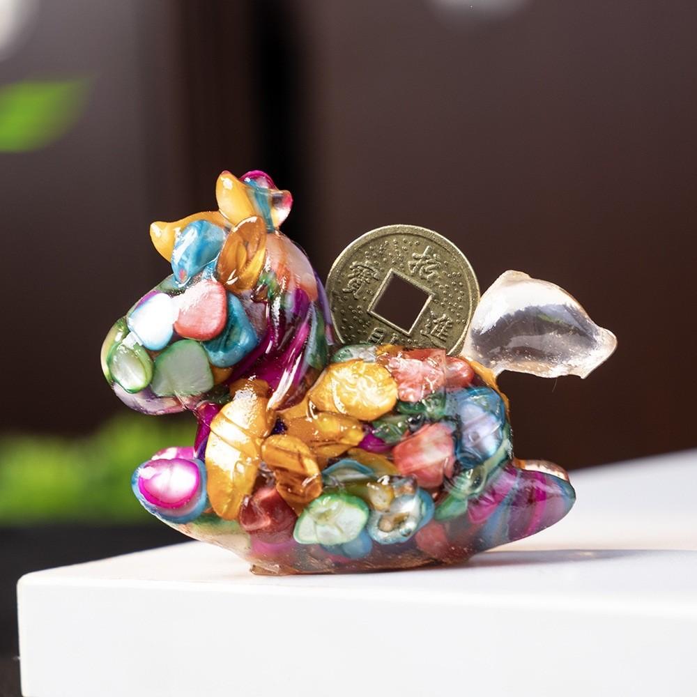 Resin Animal Decor With Natural Crystal Chips For Home Office Gift