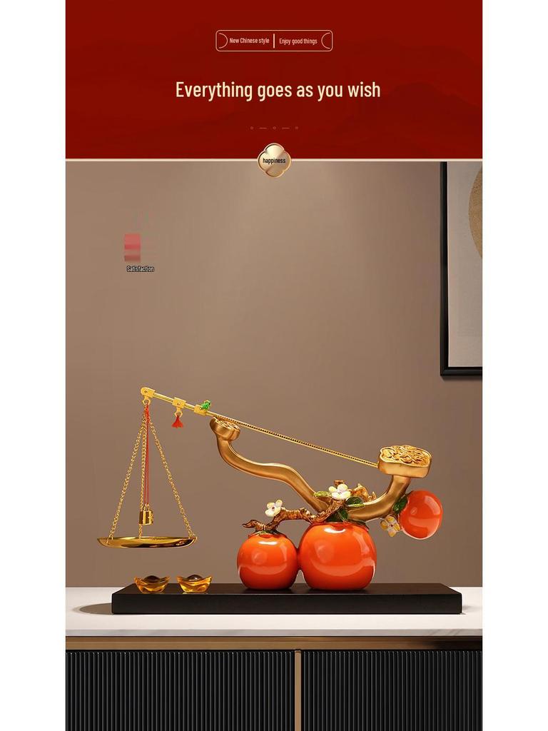 Luxury Ruyi Chinese Persimmon Ornament - Premium Living Room & Entryway Decoration, Perfect for Housewarming & Annual Gift Celebrations.
