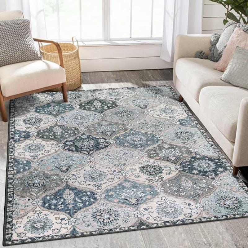 Living Room Carpet Machine Washable Non-slip Floor Mat Vintage Moroccan Style Rug Large Area Home Decoration Rugs Alfombra