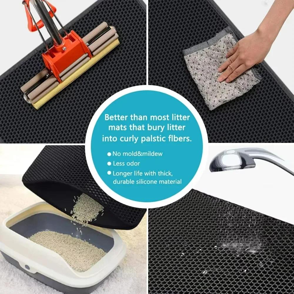 1Pc Cat Litter Mat EVA Double Layer Waterproof Pet Litter Box Mat Non-slip Sand Cat Pad Clean Pad Products For Cats Accessories