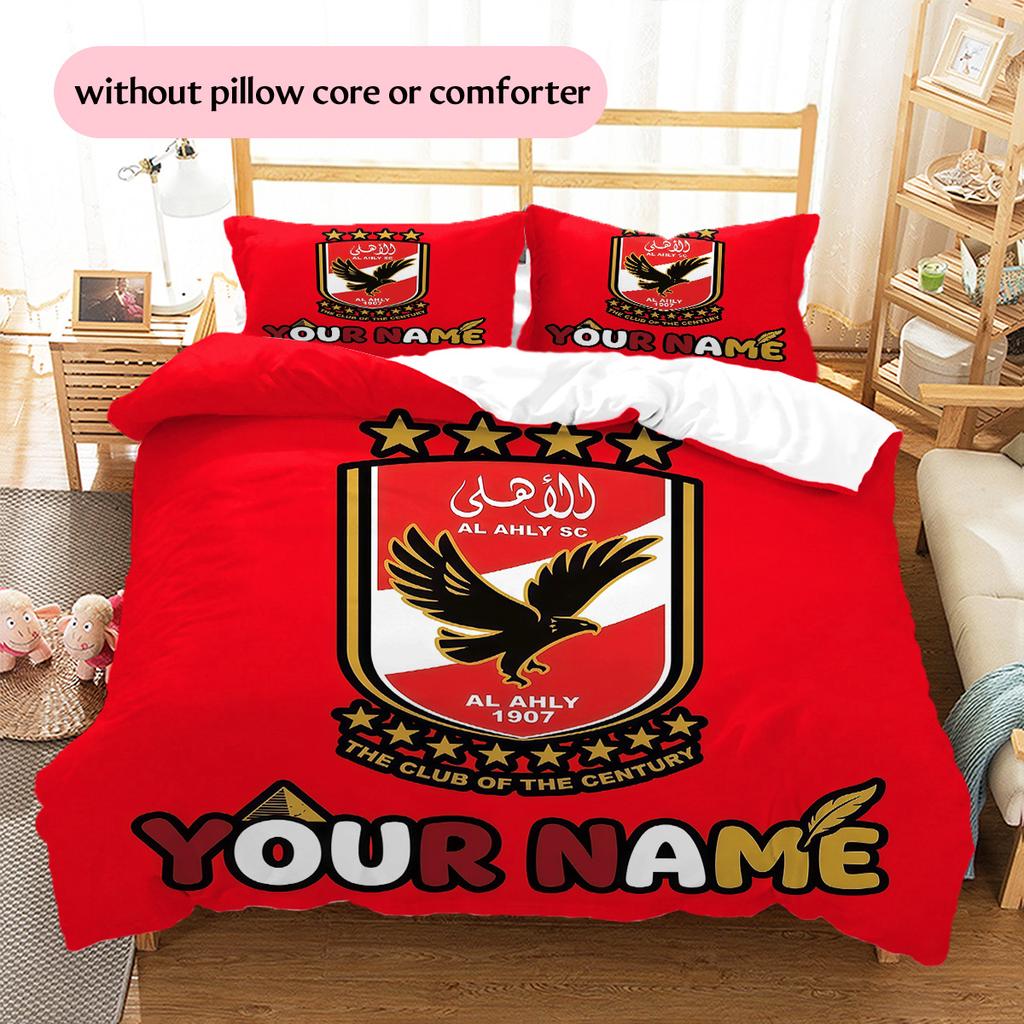 Custom Name Al Ahly SC Pattern Bedding Quilt Set  Home Decoration  Gift (1 * duvet cover + 2 * pillowcase  without core)