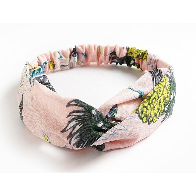 Leopard Print Flower Spring Autumn Summer Chiffon Cross Elastic Headband Women Headband Hair Accessories Headgear