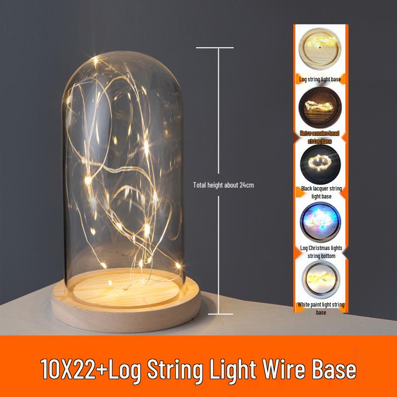LED Sea Urchin Night Light with Preserved Flower in Glass Cover