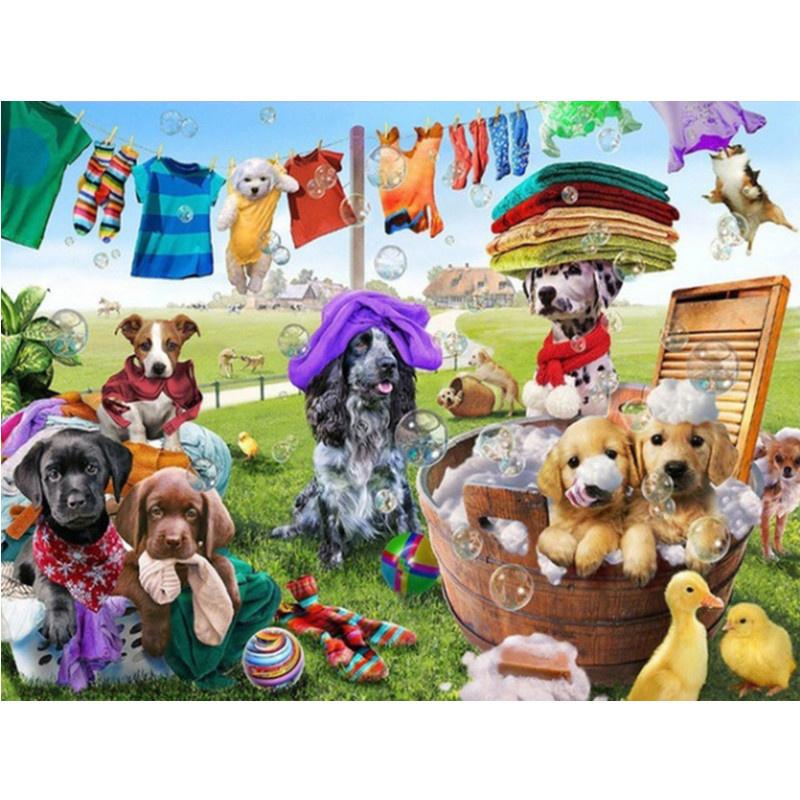 5D DIY Diamond Painting Cute Dog In Oil Painting Diamond Embroidery Cross Stitch Kit Full Rhinestone Mosaic Home Decor