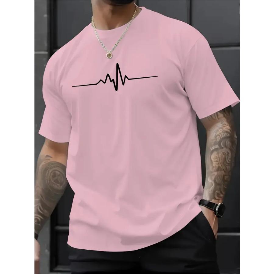 Creative Print Men's Fashionable Summer Crew Neck Short Sleeve Sports T-shirt, Comfortable And Versatile