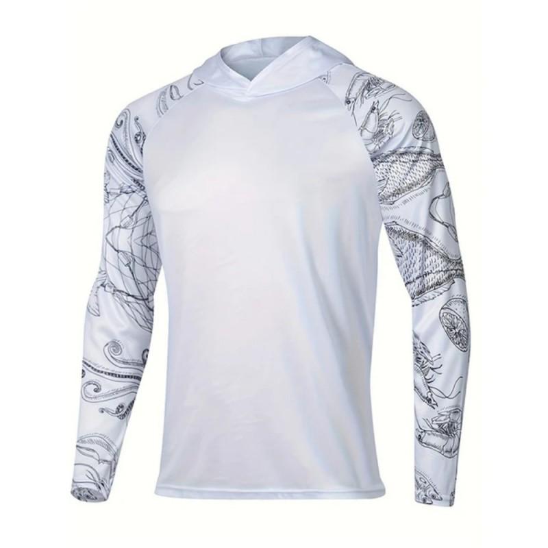 Men's Outdoor Sports Long-Sleeved Hoded Fishing Wear Lightweight Sun-Protection UPF+50 Luya Fish