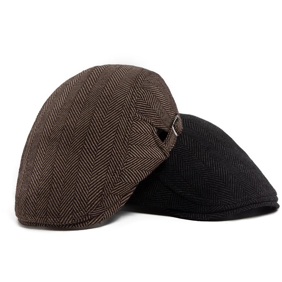 Berretto Lvy a Spina di Pesce Retrò Berretto Piatto Casual da Uomo Autunno Inverno Cappellino da Giornalaio Moda Stile Britannico Cappello Gatsby Con Regolabile