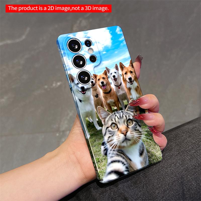 2DFlat Samsung phone case Selfie with Six Dogs and a Tabby Cat Applicable to Galaxy S22 S23 S24 S25ULTRA S26 A12 A13 A14 A15 A16
