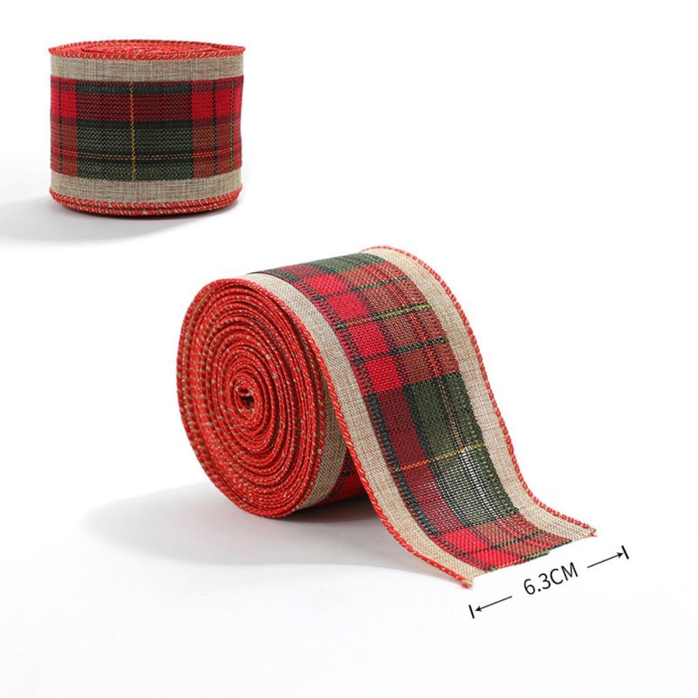 

New Christmas Red Ribbon Wrapping DIY 2m Fabric Swirl Ribbon Christmas Tree Ribbon Plaid Bow Snowflake Burlap Ribbon L
